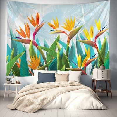 Tapisserie Decke Wandbehänge Paradiesvogel Grüne Pflanze Kunst Lebendig Schlafzimmer Wohnzimmer Wohnheim Dekorationen Wand Tür Hintergrund