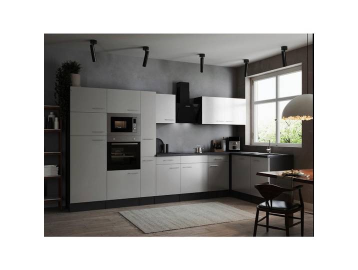 Eckküche Oliver Grau, Weiß S: 370x172 cm