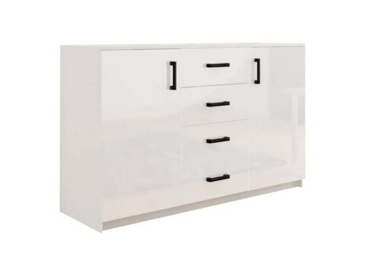 MOEBLO Kommode BAHRAIN (Sideboard Wohnzimmer Kommode Schlafzimmer Komodenschrank Highboard, Schwarze Metallgriffe), (BxHxT):150x94x45 cm
