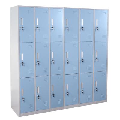 Mendler Schließfach Boston T829, Schließfachschrank Wertfachschrank Spind, Metall 18 Fächer ~ blau