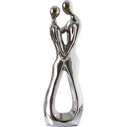 GILDE Keramik Skulptur Liebesblick H=30cm - silber