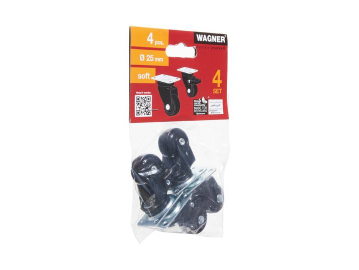 Wagner Rollen-Set Schwarz 25 mm 12 kg 4 Stück