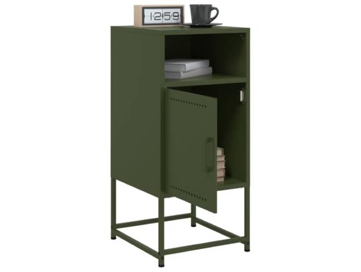 KTHLBRH Nachttische 2 Stück Olivgrün 36 x 39 x 78 cm aus Stahl Industrielles Design, großer Stauraum, leicht zu reinigen, multifunktional für Schlafzimmer oder Wohnzimmer