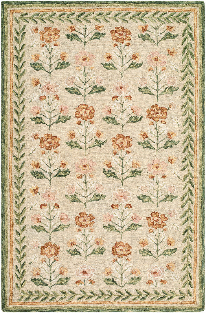 Bloomsbury Market Moroccan Wool Hand Tufted Area Rug Olive, Sage, Rosewood, Blush, Cream Rectangle 200 x 275 cm