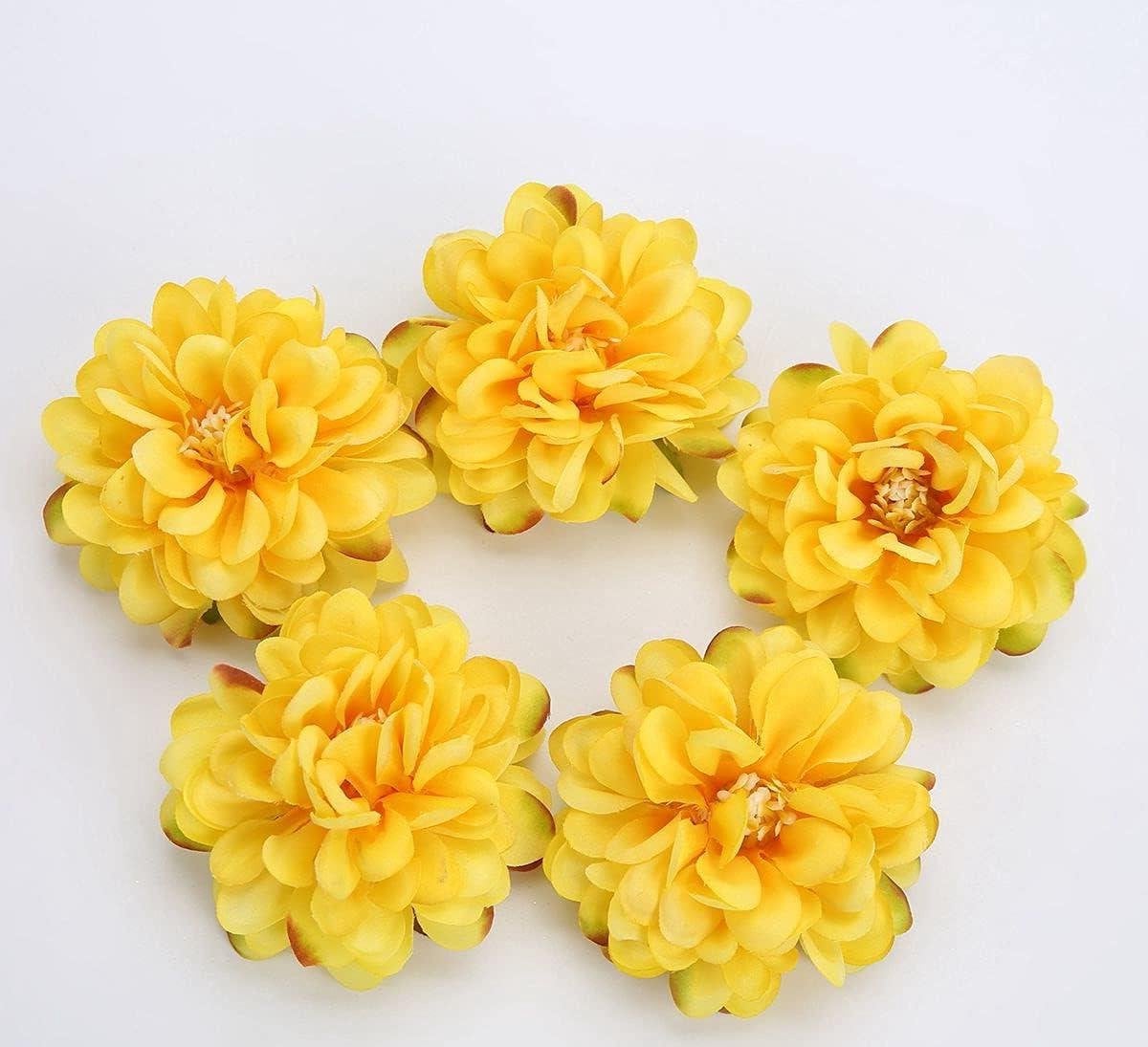 Set van 12 gele kunstmatige zijden chrysanten voor decoratie