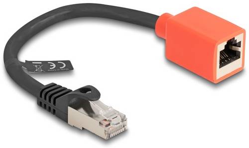 Delock 88197 RJ45 Patchkabel CAT 6a S/FTP 0.20m Schwarz, Rot 1St.