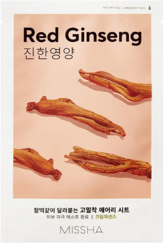 Missha Airy Fit Sheet Máscara Facial Ginseng Vermelho 19gr