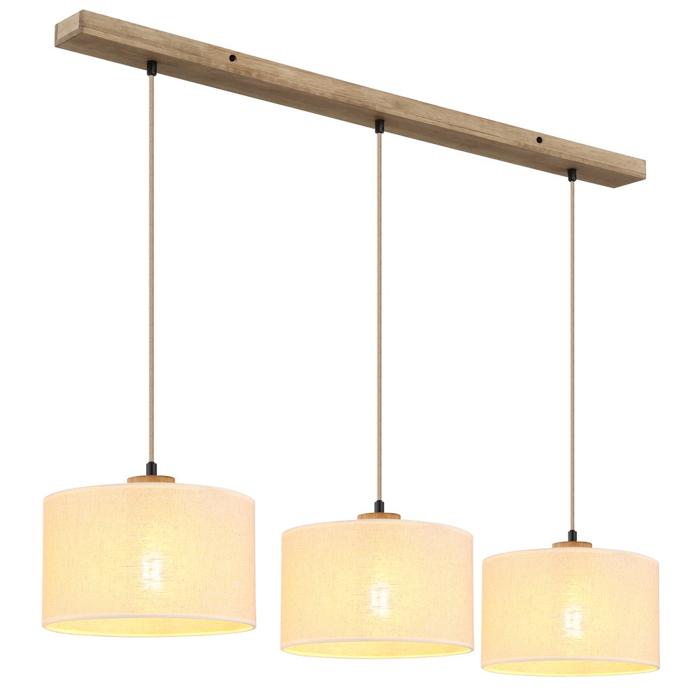 Design hanglamp Jule 3-lichts Globo bruin hout