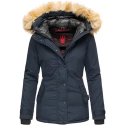 NAVAHOO Damen Warmer Winterjacke Parka mit Kunstfell-Kapuze Laura
