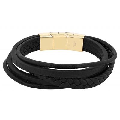 Edelstahlarmband ADELIA´S "Herren Armband aus Edelstahl" Gr. 19, schwarz (schwarz gold), Armbänder, Herren, 19, Edelstahl, Edelstahlarmband