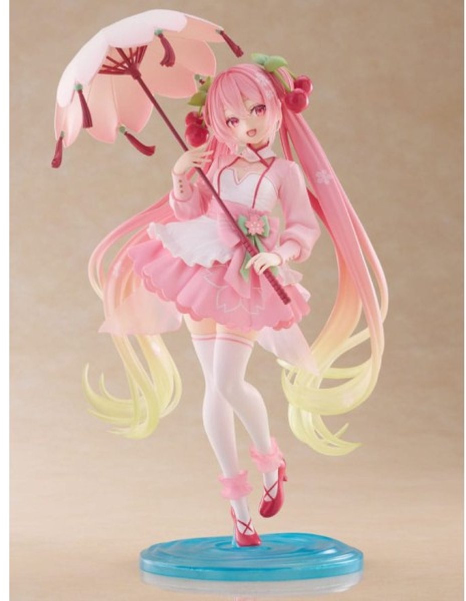 Taito Hatsune Miku AMP PVC Statue Sakura Miku Sakura Dress Ver. Hoogte: 21 cm