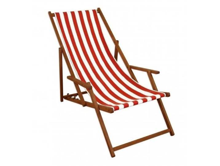 Chaise longue rayures rouge et blanc chilienne bain de soleil pliant mobilier de jardin 10-314