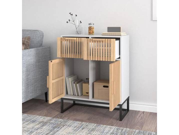 (10066)Commode - contemporain - Buffet rangement - blanc 60x30x75 cm bois d'ingénierie poid:17.5 kg