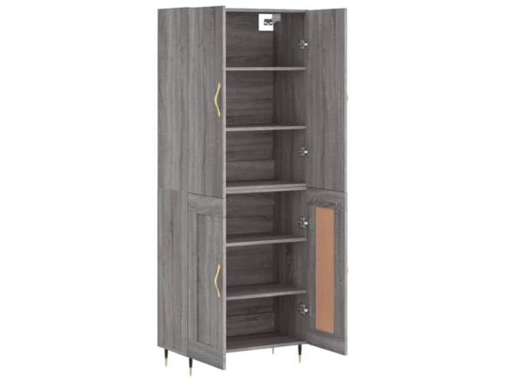 KTHLBRH Sideboard Grau Sonoma 69,5 x 34 x 180 cm Holz mehrschichtig Metallfüße, großer Stauraum, Türen zum Verstecken von Gegenständen, Montage erforderlich