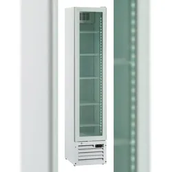 KLIMAITALIA Getränke-Kühlschrank mit Rührer. Infinity-Glastür und LED-Lichter. Elektronischer Temperaturregler. Temperatur 0°C/+10°C. THINCOOLERWHITE
