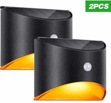 Uplift Curations Solar Outdoor LED Motion Sensor Wall Light Waterproof Garden & Pathway Lamp 2pcs Light warm White