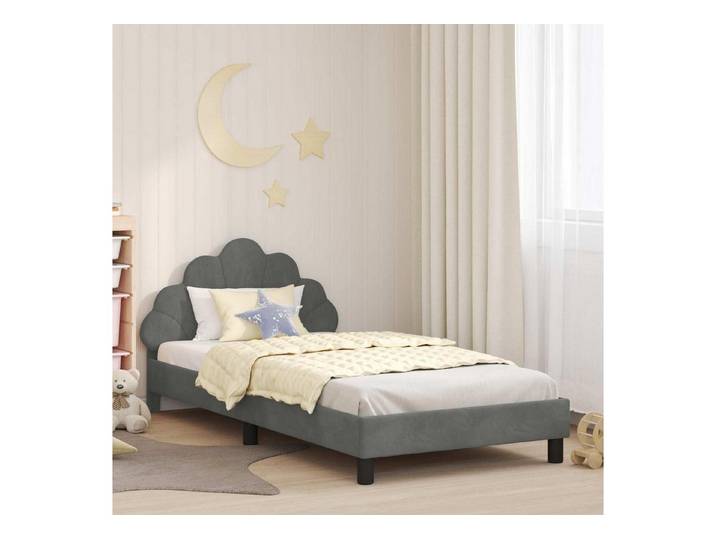 LuxusKollektion Bettgestell Bettgestell Samt Dunkelgrau 90x190 cm