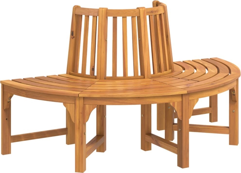 vidaXL Baumbank Halbrund Ø160 cm Massivholz Eukalyptus
