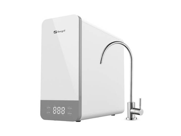 Ibergrif M91008-600 Umkehrosmoseanlage unter der Spüle, ohne Tank, 5-stufige Tiefenfilterung, reduziert TDS, PFAS, schnelle Installation, Weiß