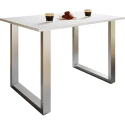 VCM Esstisch "Xona" 140x80 U-Fußgestell Weiß/Silber