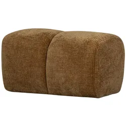 Hocker Mojo aus Flachcord, modern gepolstert, honiggelb, weiche Textur für dein Zuhause