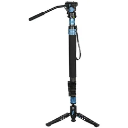 Sirui P-424FS + VA5 Carbon Einbeinstativ 168 cm mit Standspinne + Videoneiger (Carbon, Metall), Stativ, Schwarz