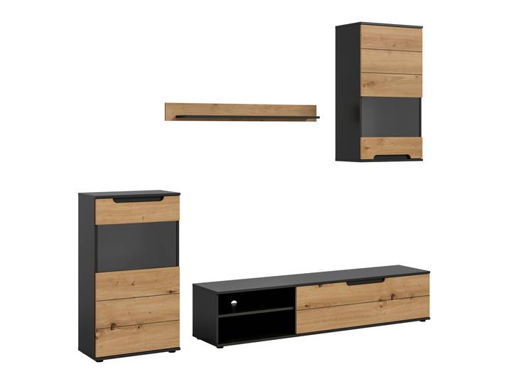 MID.YOU Wohnwand CAJAK, basalt, Holznachbildung