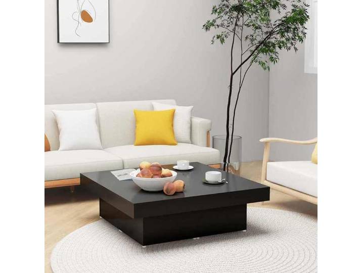 NGM - NEUF Petite Table à café de salon Noir - Table basse Noir - 90x90x28cm - Bois d'ingénierie 494 952246516955