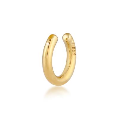 Ohrklemme ELLI "Ohrringe Earcuff Single Rund Basic 925 Silber" Gr. 13, gold, Ohrringe, Damen, 13, ohne Stein, Silber 925 (Sterlingsilber)