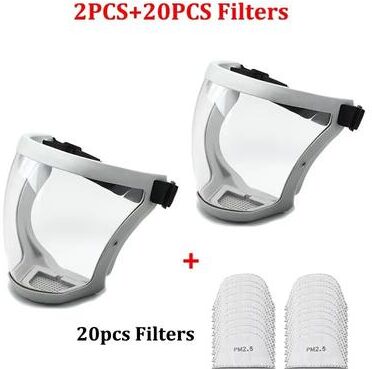 Inspired Finds Transparent Splashproof Face Shield Protective Safety Mask For Work, Outdoor, And Daily Use 2pcs Grey Set