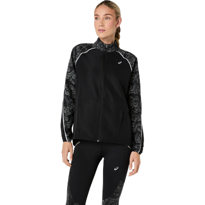 Laufjacke ASICS "ROAD LITE-SHOW JACKET", Damen, Gr. XL, schwarz (performance schwarz), Obermaterial: 100% Polyester, Jacken, Atmungsaktiv, Reflektierend, Smartphone-Fach