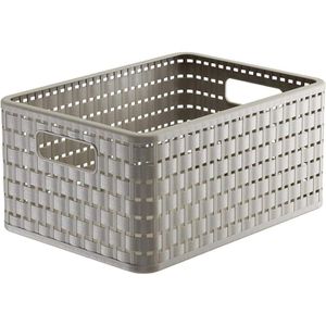 Rotho Aufbewahrungskorb Country A5+, 11L, 32,8 x 16 x 23,8 cm, Kunststoff, cappuccino