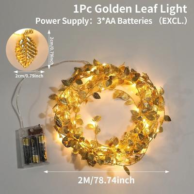 Uplift Essentials Gilded Willow Leaf Fairy String Lights 6.5 Ft 20 Led