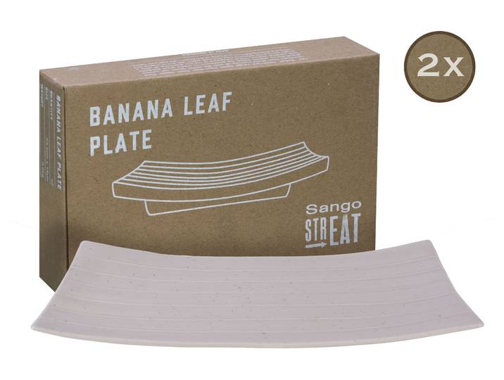 Servierplatte CREATABLE Bananenblatt , weiß, Steinzeug, Servierplatten, Servierplatte, Servier Set, Topaktueller „Street Food“ Trend