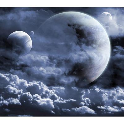 Fototapete PAPERMOON "Wolken mit Monden", bunt, B:4m L:2,6m, Vlies, Tapeten