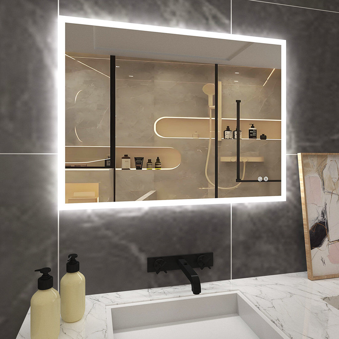 Metro Demitria Rectangle Wall Mirror Set 70 cm H x 100 cm W