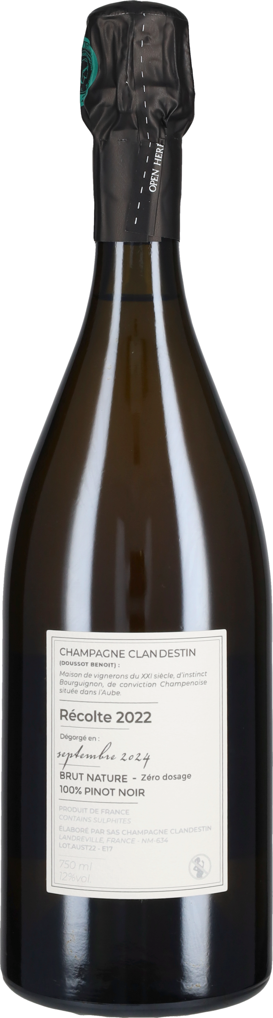 Champagne Brut Nature 'Les Semblabes - Austral' Clandestin 2022