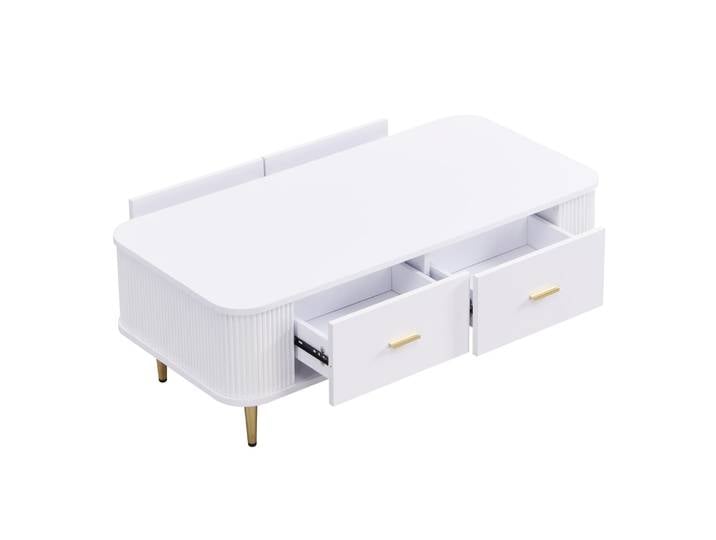 Table basse blanche avec 4 tiroirs 105 x 51 x 38 cm