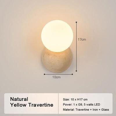 Uplift Picks Natural Yellow Travertine LED Wall Sconce Modern Stone Accent Light 01 tri color