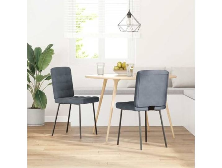 KLGBNCVE Esszimmerstühle 2 STK. Dunkelgrau Samt Metall und Holz Gestell, dicker Schaumstoff, samtweiche Oberfläche, Esszimmer, Wohnzimmer, Gästezimmer