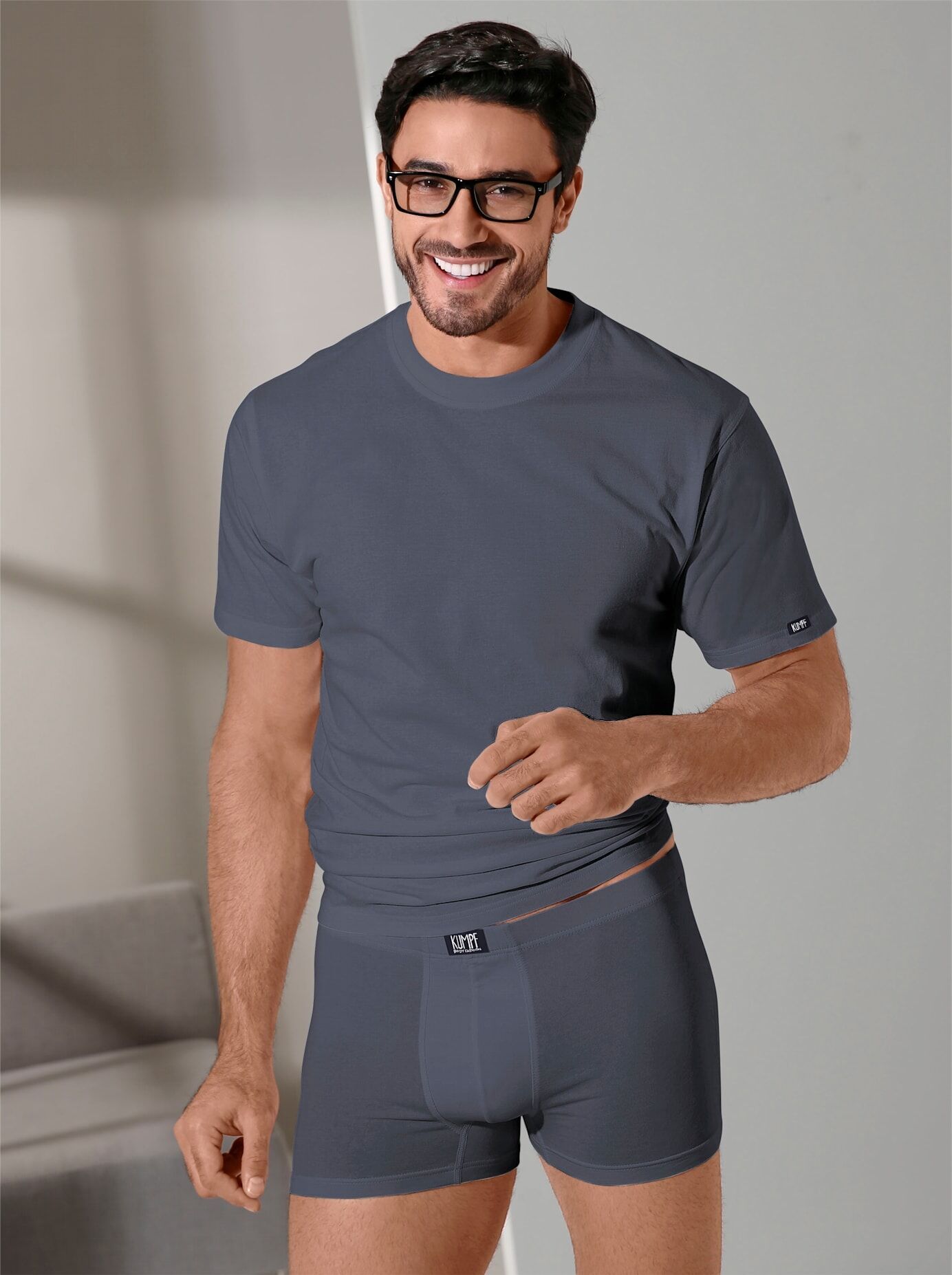 Panty KUMPF, Herren, Gr. 7, 2 Stk., rot (mittelgrau, weinrot), 95% Baumwolle, 5% Elasthan, Unterhosen Panty mittelgrau, weinrot 7, 2 Stk.
