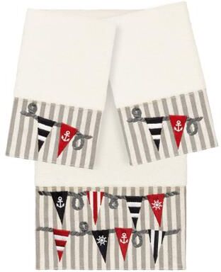 Authentic Hotel and Spa 100% Turkish Cotton Ethan 3PC Embellished Towel Set