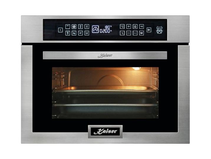 Kaiser Küchengeräte Einbau-Mikrowelle EM 6307 R, Multifunktions-Elektro-Backofen mit Mikrowelle, Ober-/Unterhitze, Heißluftsystem und Heißluftfritteuse, 38 l, GRAND CHEF Design Edelstahl mit Anti touch Effekt, Touch control