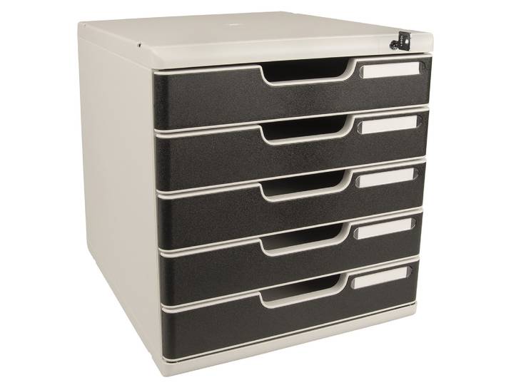 EXACOMPTA Module de classement Modulo Office A4 5 tiroirs fermables à clé - Noir