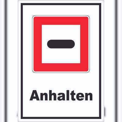 HB-Druck Anhalten Aufkleber mit Symbol und Text Stopp A3 (297x420mm)