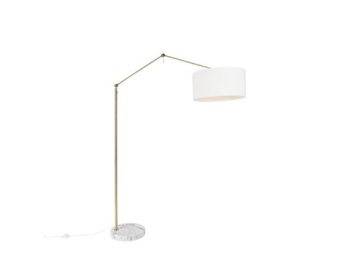 Lampadaire moderne doré avec abat-jour blanc 50 cm réglable -