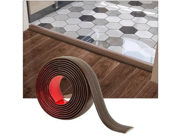 Art3d Bande de transition adhésive en vinyle pour sol, 122 x 4 x 0,3 cm, Grain de bois marron, Cache-joint pour stratifié, carrelage, moquette, Facile à décoller et à coller pour cuisine, salon, salle de bain