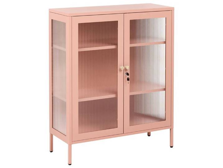 Vitrine en verre HARLYN 90 cm Métal Rose pêche
