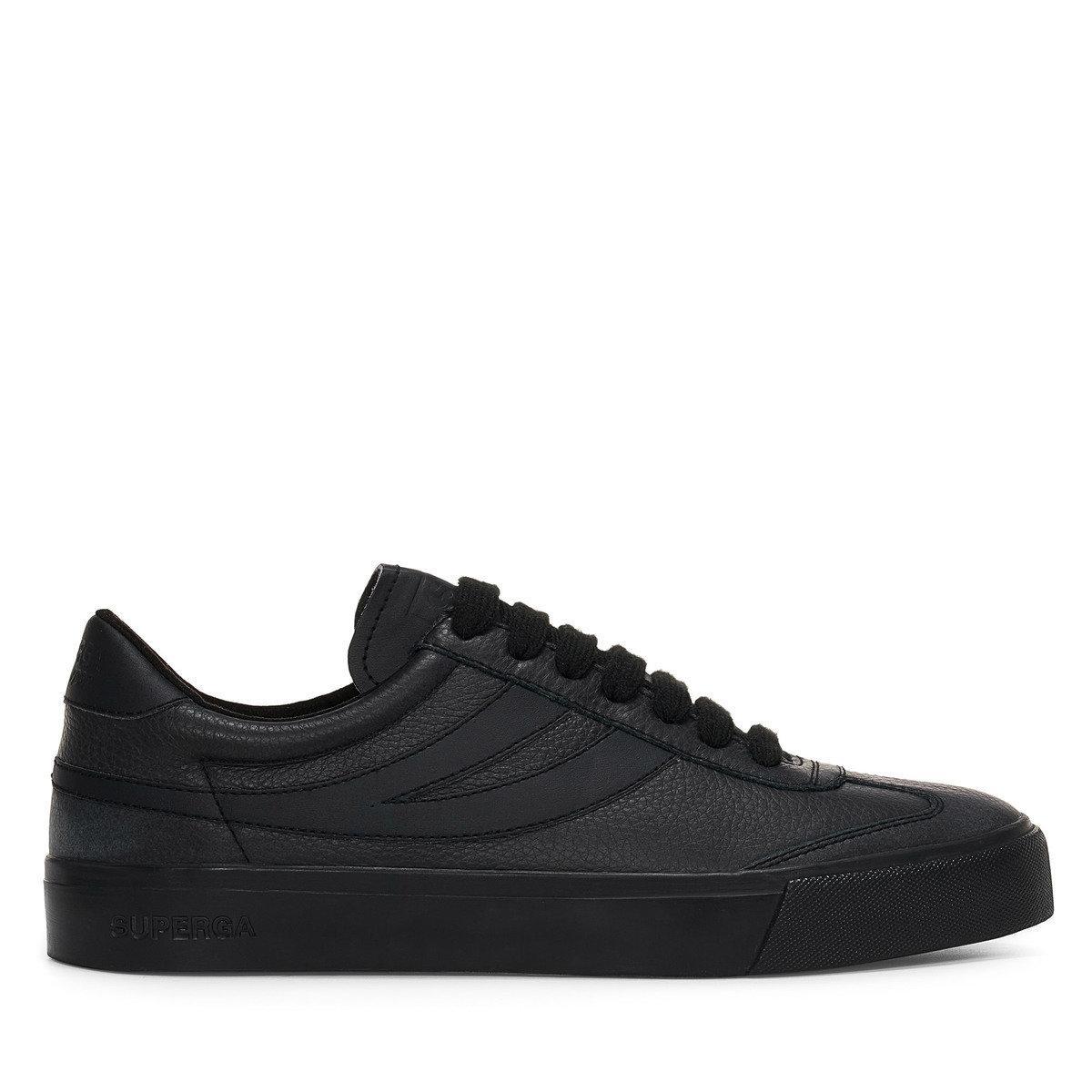 Superga Volwassene 4834 Club S Swallow Vegan Leather Trainers (Totaal Zwart)