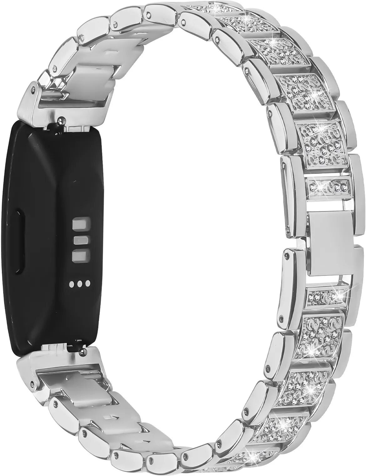 INF Elegantes Diamant-Edelstahlarmband kompatibel mit Fitbit Inspire 1/2/HR Silber